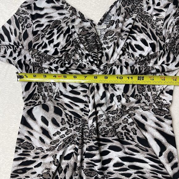 BOSTON PROPER Y2K Leopard Print Sexy V Neck Top Size S Ruched Fitted Gemma SOA - Picture 8 of 10